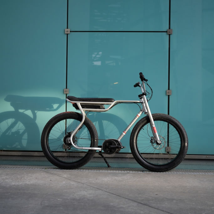 Biggie-Ruff-Cycles-e-Bike-Pedelec weiß vor blauer Wand 1