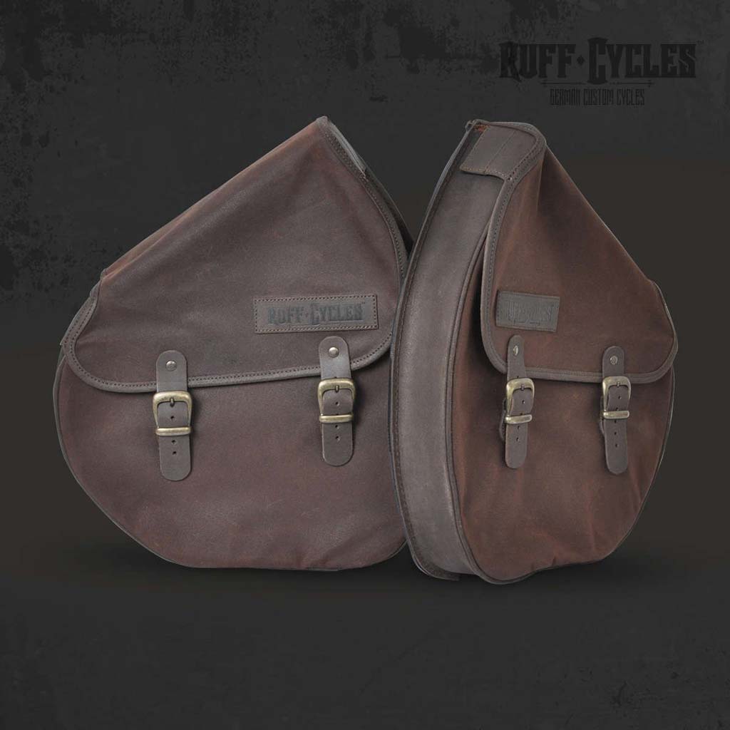 Ruff-Cycles-Ruffian-Satteltasche-Saddlebag-Slim-Brown-Front-Angle